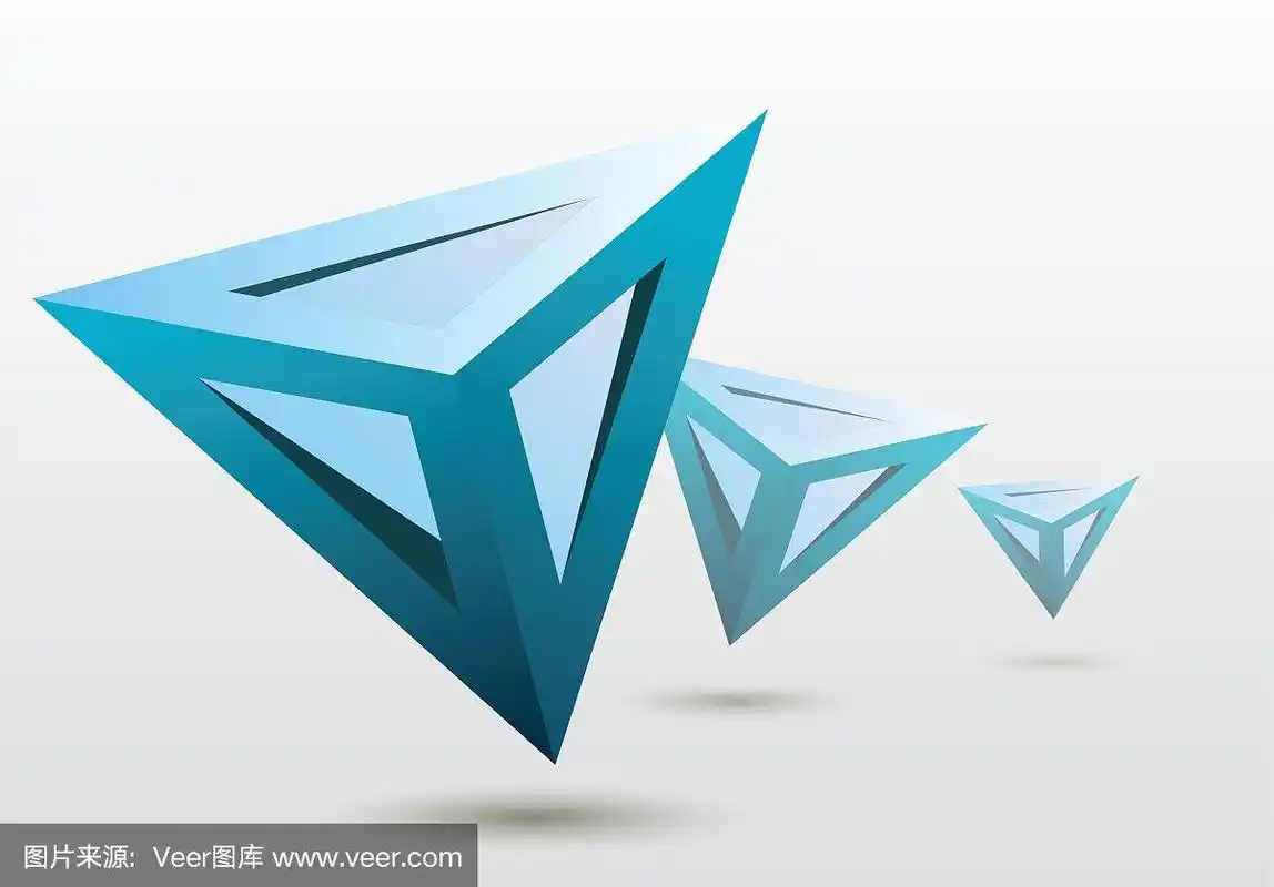 蓝色的3d三角形在光的背景