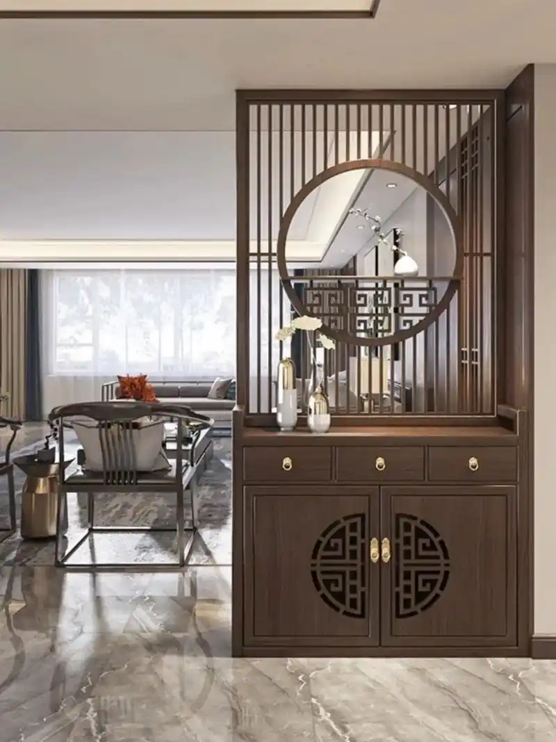 进门中式屏风隔断客厅鞋柜一体装饰柜.