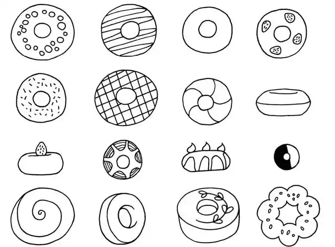 简笔画甜甜圈合辑