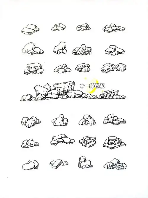 342石头初级画法适合新手临摹练习