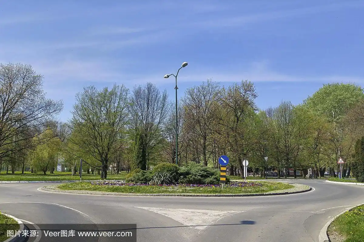 环形路,单车道,路口,美,水平画幅