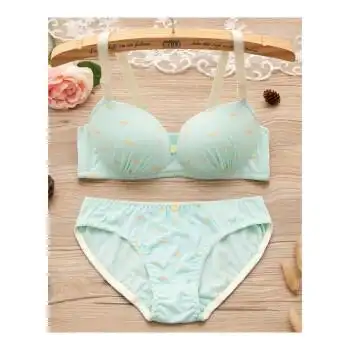 内衣女内裤套装高中学生少女胸罩夏季薄款聚拢无钢圈文胸 3733#天蓝色