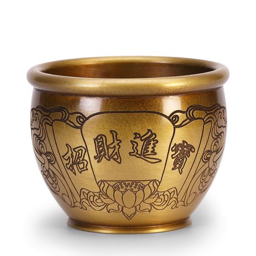 思友纯铜招财进宝聚宝盆家用室内办公室开业装饰品家居风水摆件