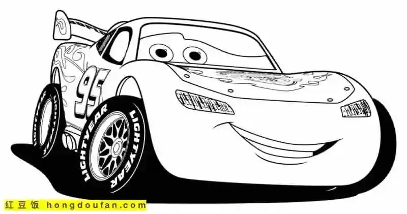 《汽车总动员》超级赛车卡通涂色图片-红豆饭小学生简笔画大全