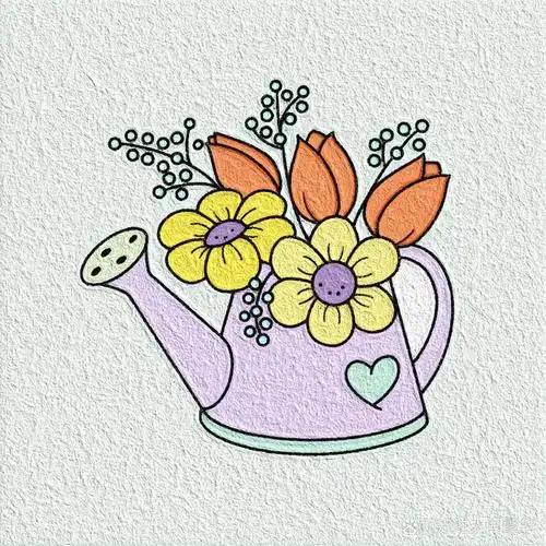 98花94 | 简笔画 94开在浇水壶上的94花98 沉迷小清新的
