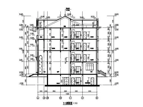 [四川]四层坡屋顶合院式别墅建筑施工图(16年含水暖电)