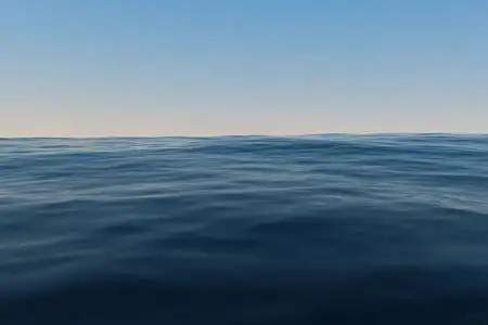 清晰的蓝色海洋背景,渐变水面,3d渲染.照片