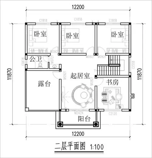 农村楼房二层平面图