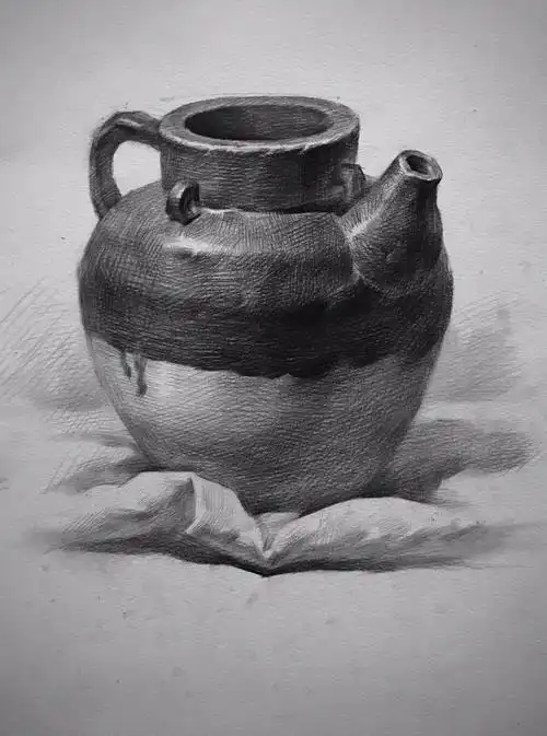 美术联考  #素描静物  #素描单体陶罐 #美术生集训  #零基础学画