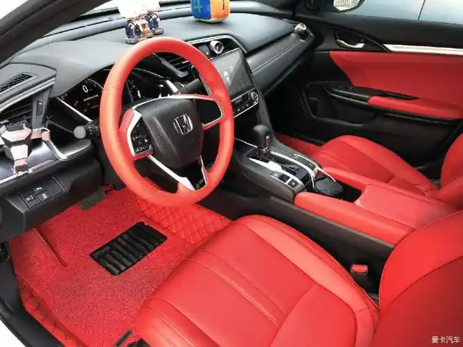 思域整车内饰改骚红星空顶改装效果分享