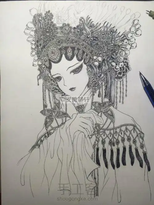 戏子古风手绘简笔画