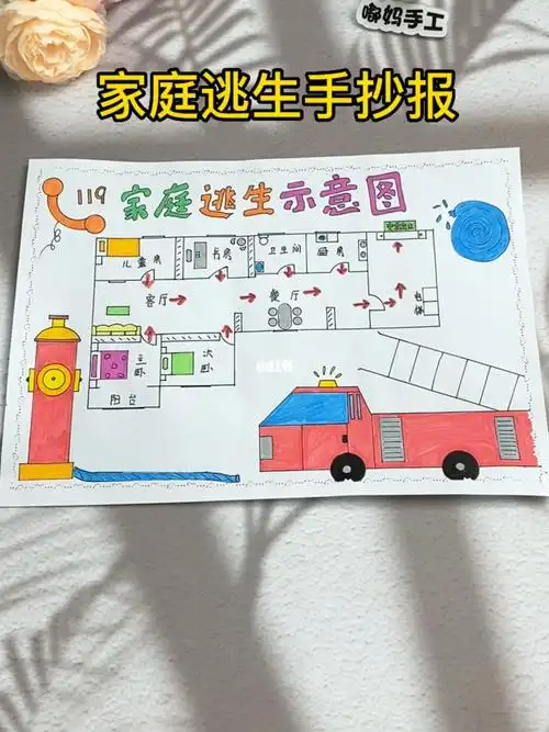 消防安全很重要,教你画一幅#家庭逃生疏散手抄报 #手抄报 #手抄报模板