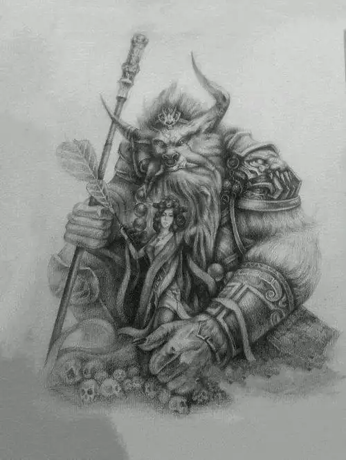 9张关于牛魔王的纹身手稿图案线稿
