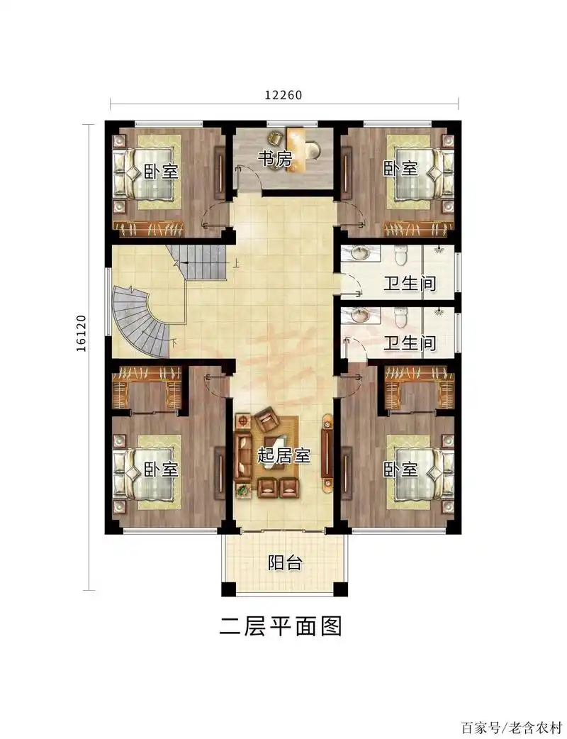 农村别墅户型图:新中式风格 落地玻璃窗,时尚与传统的结合!