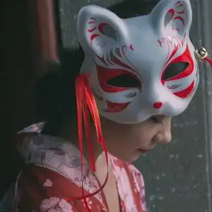 狐狸面具和风日式半脸图片
