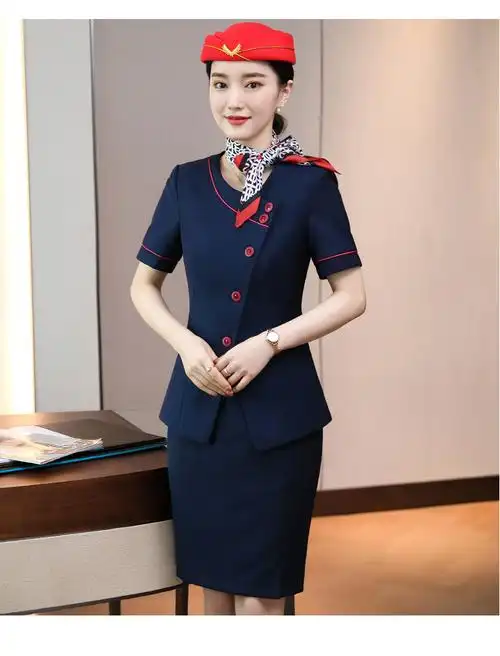 公司前台接待礼仪制服女裙套装夏季气质客房保洁员酒店服务员工作服