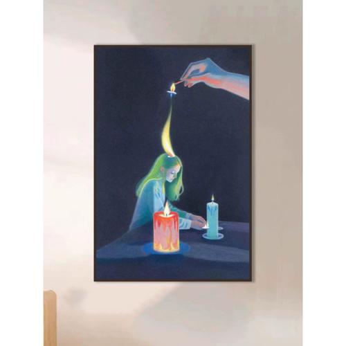 《孤独》简约抽象侘寂风玄关喷绘装饰画小众艺术客厅创意摆件挂画