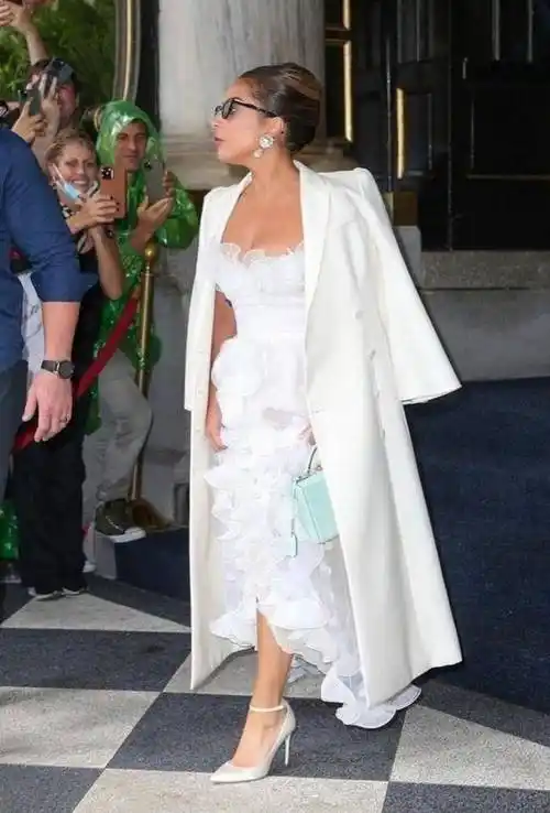 ladygaga当日发生在纽约一家豪华的酒店的大门口,外