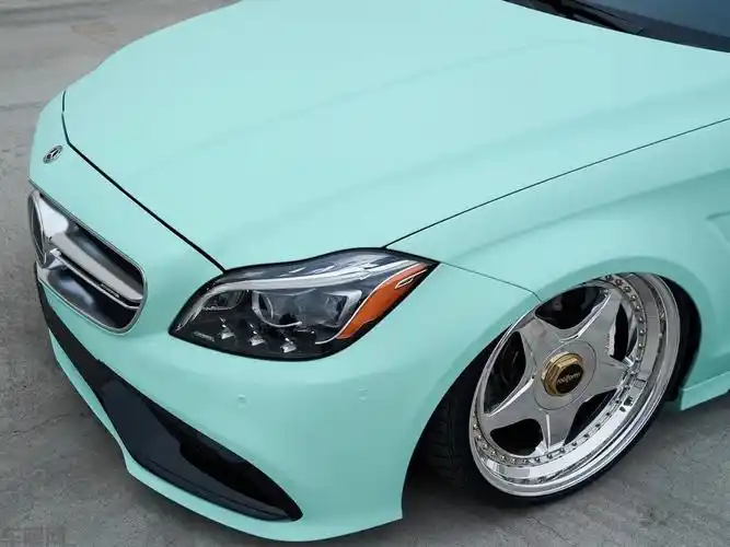 奔驰cls63 amg 消光蒂芙尼改色膜 效果图_车膜网