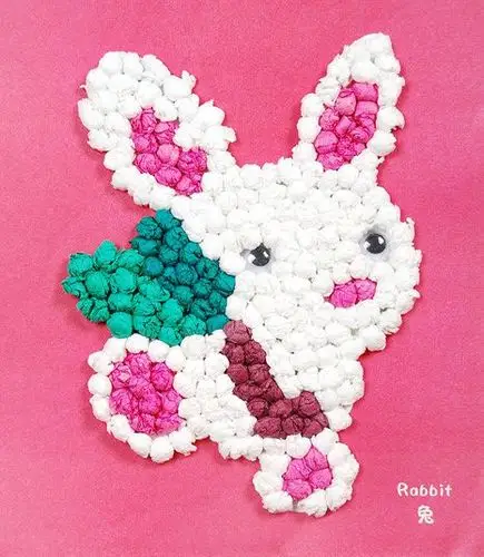 供应幼儿园手工制作材料 创意diy 手揉纸贴画 十二生肖搓纸画批发