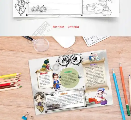 卡通可爱风韩愈小报word手抄报