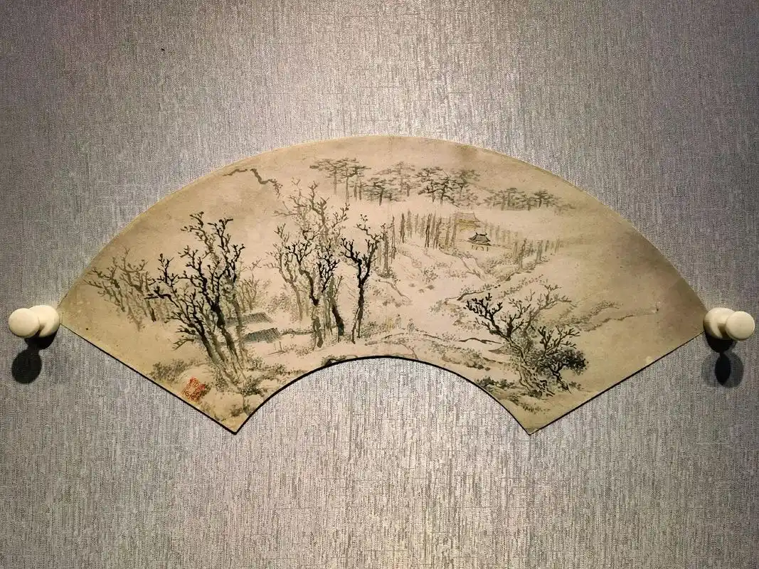 清末海派名家～顾沄山水扇面,尺寸52/17厘米,更多作品请关 - 抖音