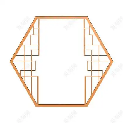 橙色手绘古风中国风古典窗户边框元素png素材