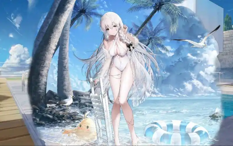 《碧蓝航线》赫敏l2d个人展示-纯白的悠闲夏日