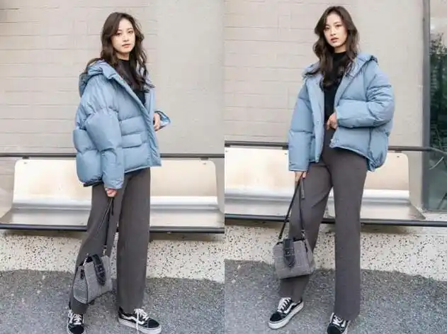 灰色休闲裤2021年的到来蓝色羽绒裤子,你知道今年流行的颜色是什么吗?