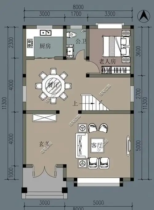 农村宅基地宽8米深12米,如何设计两层的别墅?