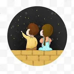 儿童节男孩女孩看星星童年游戏孩童卡通61儿童节设计素材六一儿童节