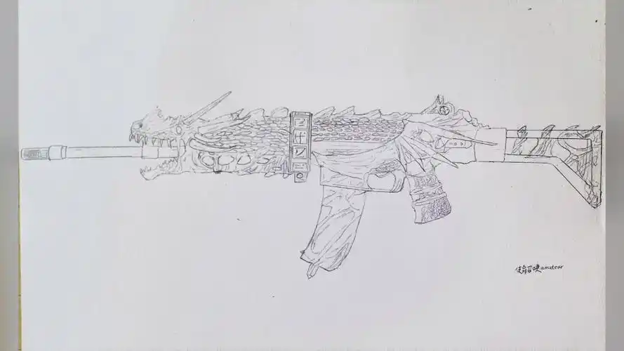 这是我画的第三把神话武器,krig6冰霜巨龙——使命召唤神话绘画