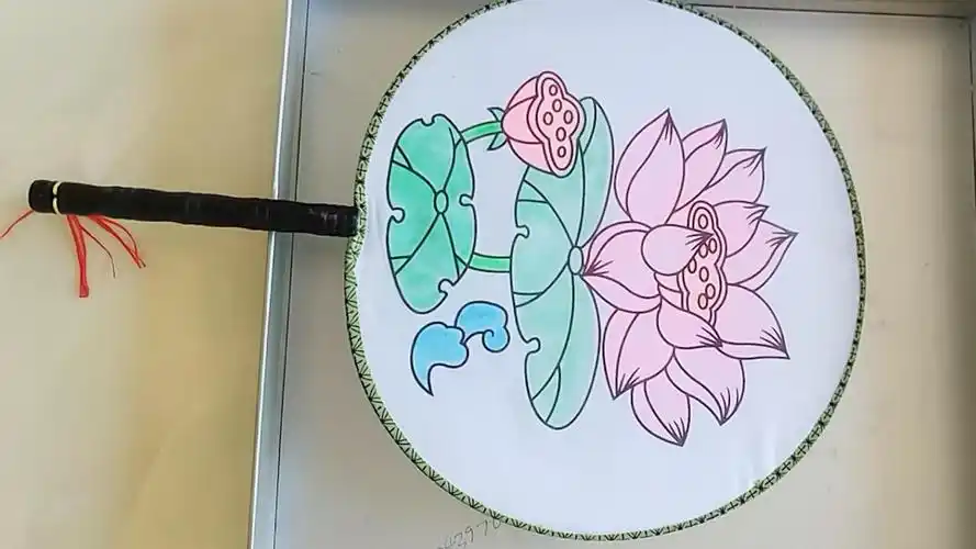 栩傲宏 抖音同款创意礼品儿童手绘绘画空白圆形团扇diy扇子中国风幼儿