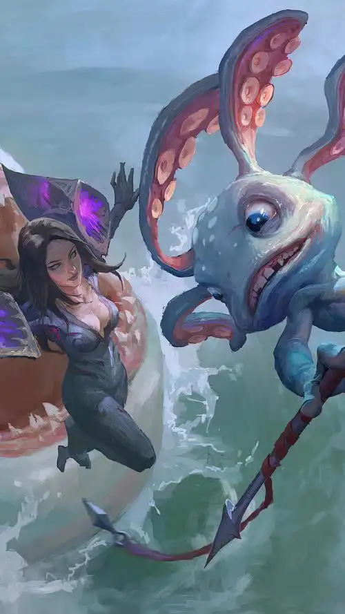 lol英雄联盟 虚空之女 卡莎 kaisa 潮汐海灵 菲兹 小鱼人 手机壁纸