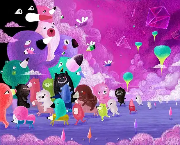 在童梦般的精灵世界里, br>精灵们在空中飞翔,地上行走,水里畅游, br>