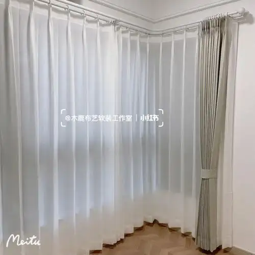 新年装新帘l型罗马杆安装治愈强迫症