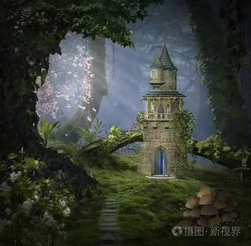 梦幻城堡在森林里.photomanipulation.3d 渲染