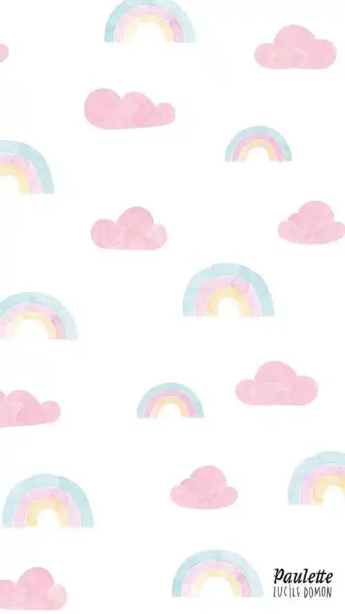 壁纸锁屏背景图少女软妹粉色彩虹