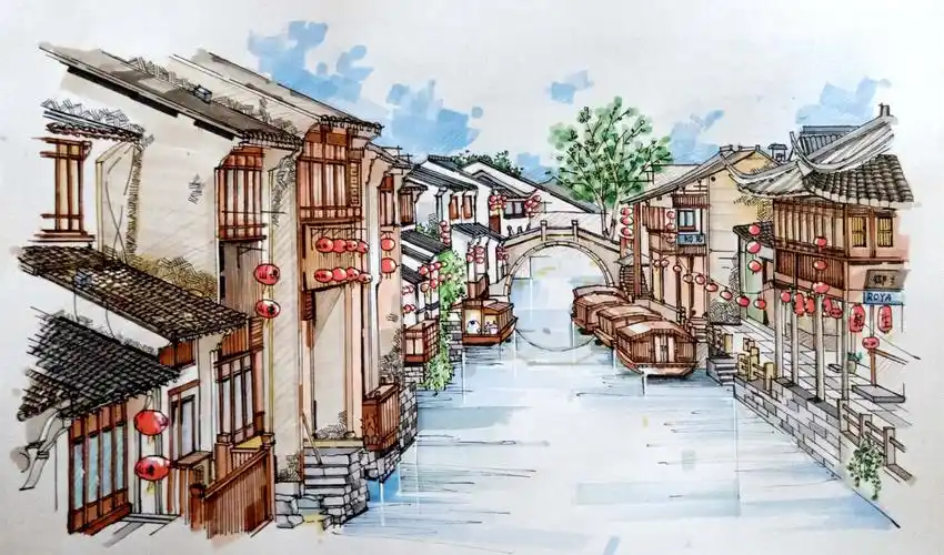 苏州山塘街|纯艺术|绘画|corrinechen - 原创作品 - 站酷 (zcool)