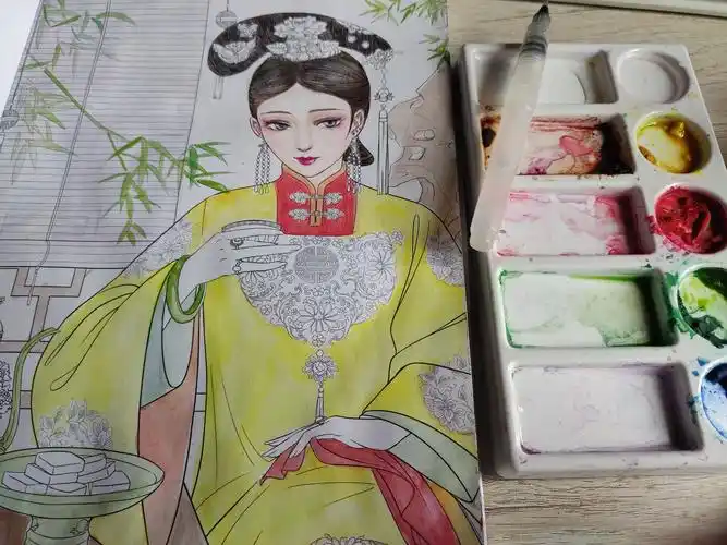 手绘涂色清宫苑含步骤绘美女237