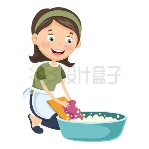 卡通女人用搓衣板洗衣服6771125矢量图片免抠素材 生活素材-第1张