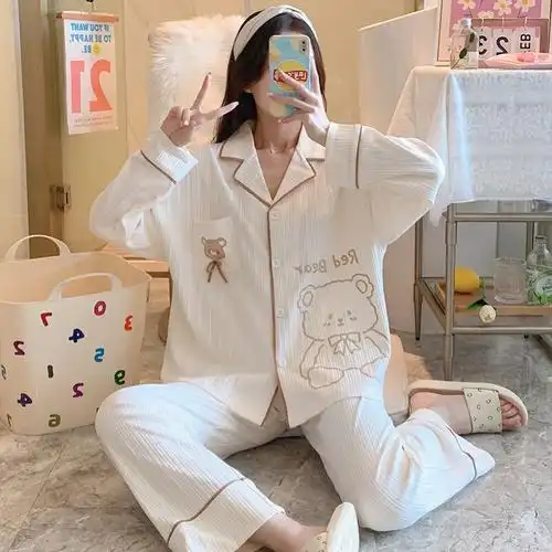 睡衣女冬睡觉穿小个子网红爆款2021洋气150cm矮高级感ins风开衫