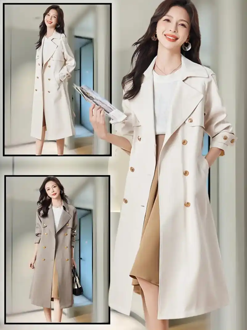 爆款今年流行高级风衣中长款气质英伦风洋气秋装外套它来啦#风衣外套