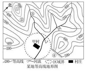 读"某地等高线地形图",完成下面小题. a.山脊,山顶,陡崖,山谷 b.
