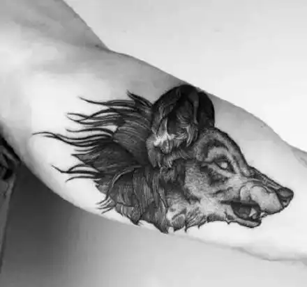 手臂狼头纹身狼的纹身图片3