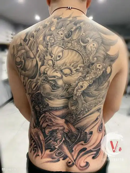 满背黑天_纹身图案手稿图片_小伟的纹身作品集