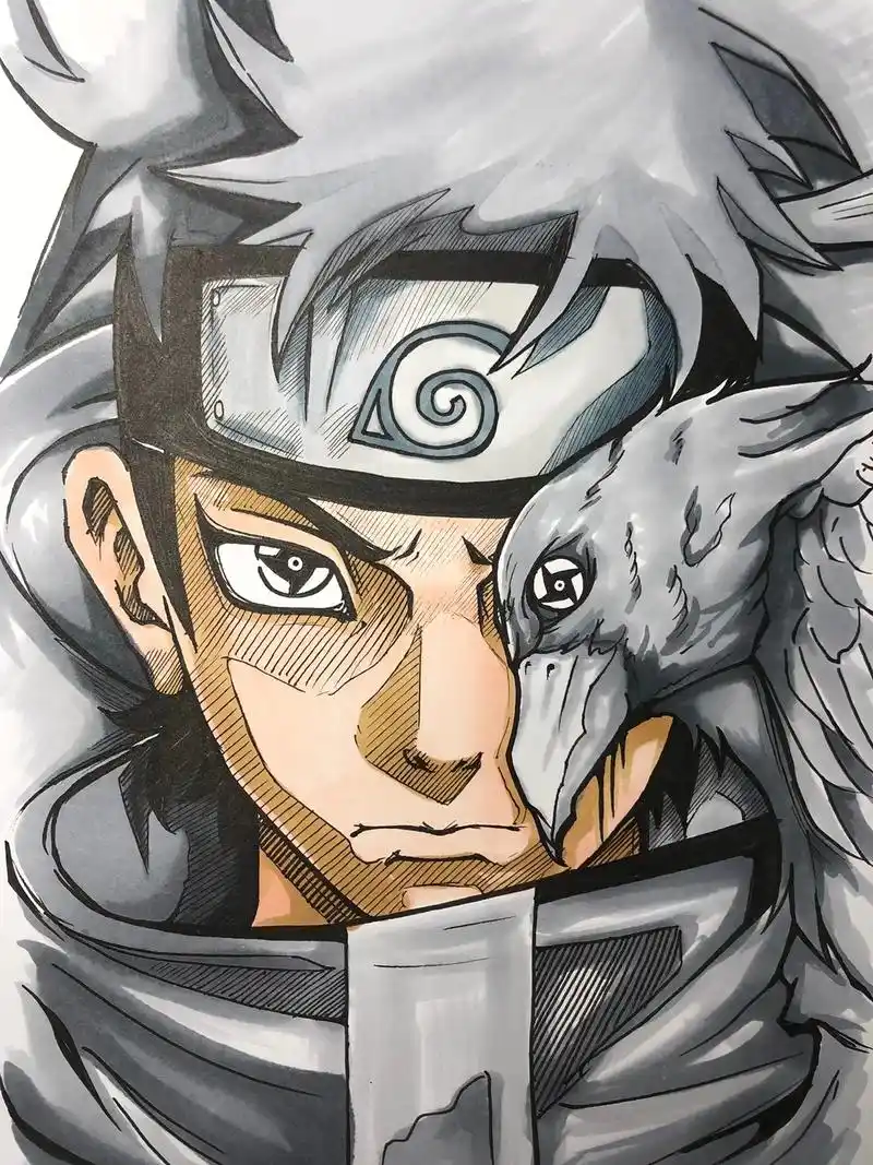 宇智波止水上色绘画过程图.#手绘 #日常瞎画 #火影忍者 # - 抖音