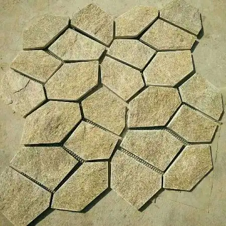 祥明石材虎皮黄冰裂纹碎拼石