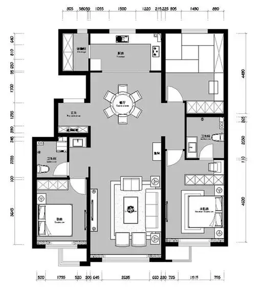 130平三室两厅现代风格装修效果图
