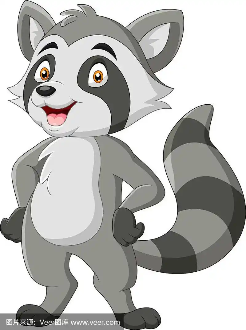 卡通滑稽的浣熊笑了